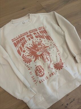 Billabong Cream Graphic Crewneck Sweatshirt with Rust Print